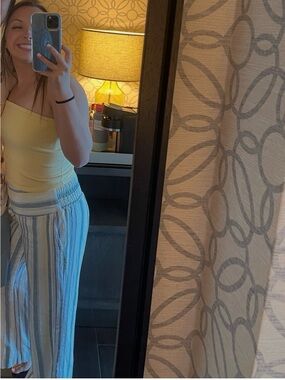 Striped Wide-Leg Women’s Pants in Blue and White